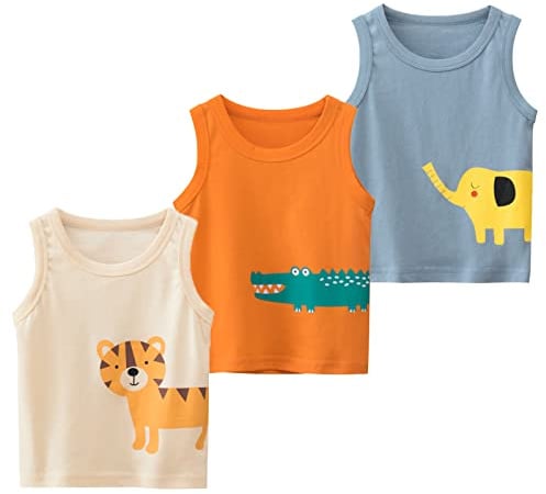 NATUST Kinder 3er-Pack Tank Top Jungen Ärmelloses Unterhemd Cartoon-Muster Baumwolle