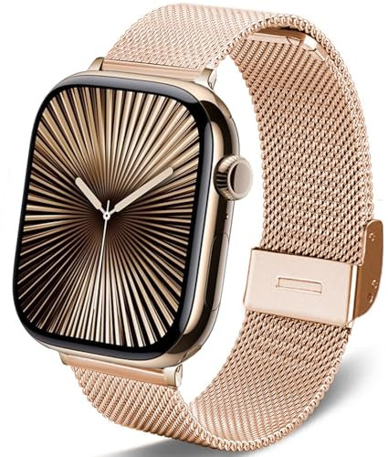 DEALELE Bracelet compatible avec Apple Watch 49 mm, 46 mm, 42 mm, 45 mm, 41 mm, 44 mm, 40 mm, 38 mm, bracelets de rechange en maille métallique en acier inoxydable pour iWatch Series