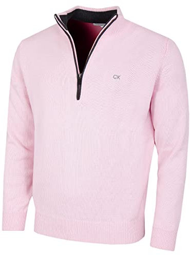 Calvin Klein Chandail de Golf CK 1/2 Zip pour Homme - Rose - L