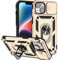 Hitaoyou iPhone 14 Plus Case with Camera Cover & Kickstand, Military Grade Shockproof Heavy Duty Protective Case with Magnetic Car Mount Holder for iPhone 14 Plus Gold