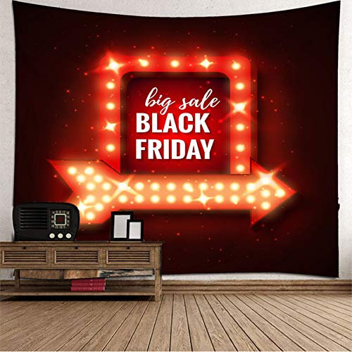 Lieson Wandbehang Weihnachten, Deko Wandteppich Pfeil Black Friday Rot Schwarz Wall Tapestry 210x140CM