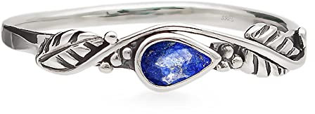 Lapislazuli Edelstein 925 Sterling Silber Ring Stimmungsring Stil Solitär Gefühls für Damen und Girls (47 (14.96))