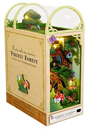 Colexy 3D Puzzle Puppenhaus Kit, Holz Buchstützen DIY Book Nook mit LED-Licht, Bücherregal Deko Ornamente Bücherstand Miniatur Dollhouse Modellbausätze für Jugendliche Erwachsene zum Bauen (A)