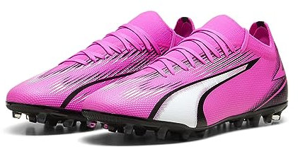 PUMA Ultra Match MG, Soccer Shoe Uomo, Poison Pink White Black, 44 EU
