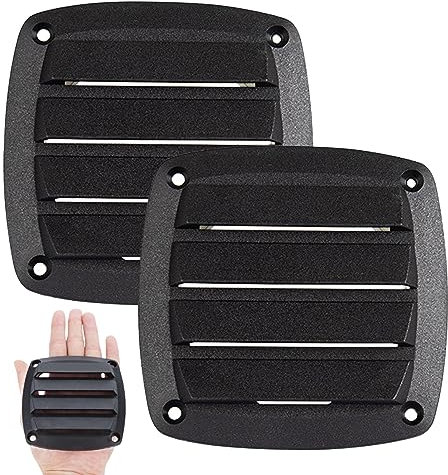 Hilai Vents Deck Plates, Boat Vent 3 Inch Louvered Flush Plastic Thru Vent 2 Pcs Marine Air Vent Cover Replacement Part Black