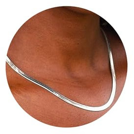 RWQIAN Flache Halskette Damen Schlangenkette Fischgrätenmuster Kette Silber Choker Schmuck-5mm