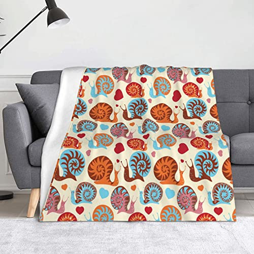 HAHAFU Nette Schnecke Überwurf Decke Picknickdecke Druck Warm Saugfähig Decke Für Bett Couch