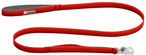 RUFFWEAR Front-Leine, leicht, 1,5 m, Starke Leine mit gepolstertem Griff und sicherem drehbarem Crux-Clip, kompaktes, flaches Tubelok-Gurtband, Red Canyon