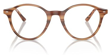 Ray-Ban Brillenrahmen für Erwachsene, Unisex, Braun gestreift / Demotionslinse, 49 mm