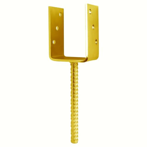 U Shape Post Support Size: 151mm (6) Gold (Pack of: 6) Base Bracket Heavy Duty Concrete-in Fence, Decking Anchor