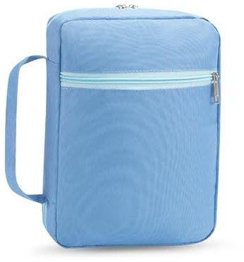 Hixingo Custodia per Libro con Cerniera, Custodia per Libro in Tessuto Custodia Protettiva per Bibbia Copertina in Brossura per Bibbia con Manico per Donna Uomo (Blu cielo,26x19cm)