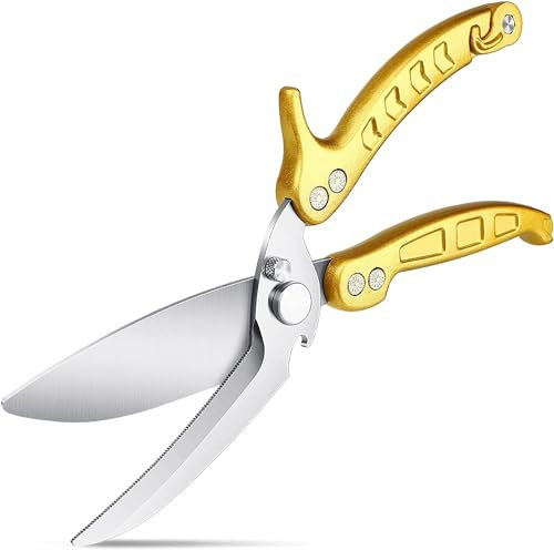 DRAGON RIOT Forbici per Pollame, Forbici da Cucina Robuste, Forbici per Pollame Dorate, Forbici per Carne Affilate, Forbici da Cucina Lavabili in Lavastoviglie per Alimenti, Pollo, Pesce, Carne