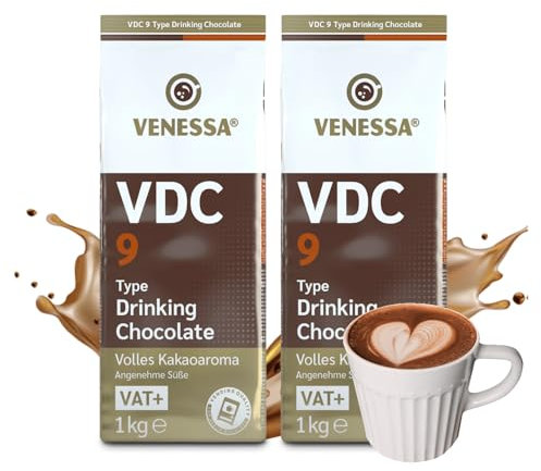 VENESSA VDC9 Trinkschokolade 2 x 1kg - Probierpack - Kakaopulver mit 9% Premium Kakao und Milchanteil für Heißgetränkeautomat - Löslich, leicht süß, cremig