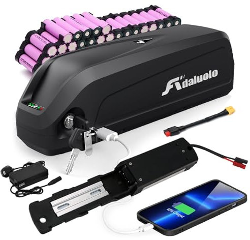 Adaluolo 48V Ebike Battery, 48V 20AH Electric Bike Lithium Battery Hailong Bicycle Batteries with 2A Fast Charger, Indicator Light, Safe Lock, 5 Pin Base Plate, USB Port (48V 20AH 5 Pin+USB for 1500W)