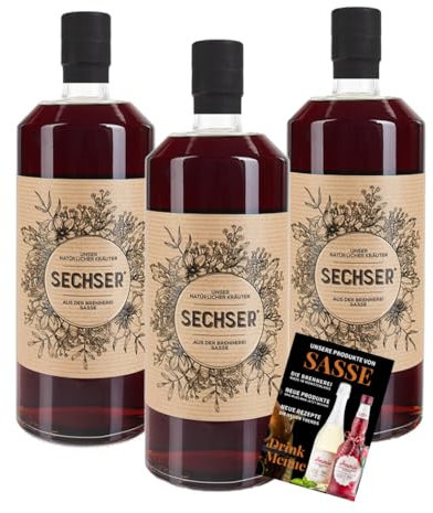 Sasse Sechser 700 ml 35% Vol. 3er Pack inkl. Drink Menue Rezept Broschüre