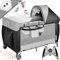 Kidiz® Babybett 3 in 1 Reisebett Kombi Set Baby Bett mit Wickelauflage Moskitonetz Laufstall Baby ab Geburt bis 15 kg luftige Seitenwände mit Seiteneingang Tragetasche zusammenklappbar (Schwarz)