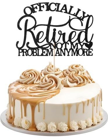 Happy Retirement Cake Toppers - Officially Retired Topper for Women & Men (1 Pack)