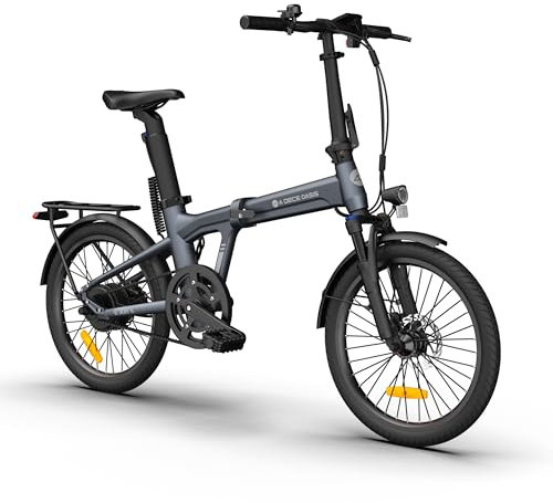 ADO Air20Pro Electric Bike Folding, EBike for Adults, 20 Folding Electric Bicycle, Belt Drive, Bafang Motor, ECO and SPORT Mode, Adjustable Shock Absorption, LCD, APP, Range Up To 100KM (Grey)