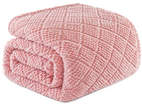 Whale Flotilla Plaid Couverture Polaire en Microfibre, Couverture Jeté de Canapé en Gaufrée Chaude, Douce pour 4 Saisons, 150X200CM, Rose