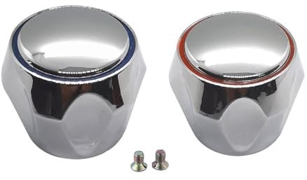 2Pcs Replacement Cold & Hot Tap Head Covers for Bathroom Kitchen Sink Faucet - Basin/Bath Handle Parts