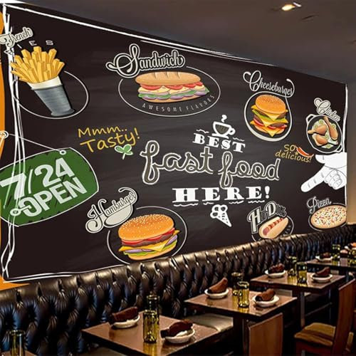 Tzxztt Dessert Shop Chalkboard Colourful Graffiti Modern 3D Wallpaper Embossed Silk Neutral Tones Material Ideal for Living Room Bedroom-200cm×140cm