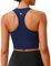 PINSPARK Sport BH Damen ohne Bügel Gepolstert Bustier mit Abnehmbaren Cups Racerback Push Up Sport Bra Atmungsaktiv Bralette Nahtlose Crop Tops Joggen Yoga Fitness Navy Blau S