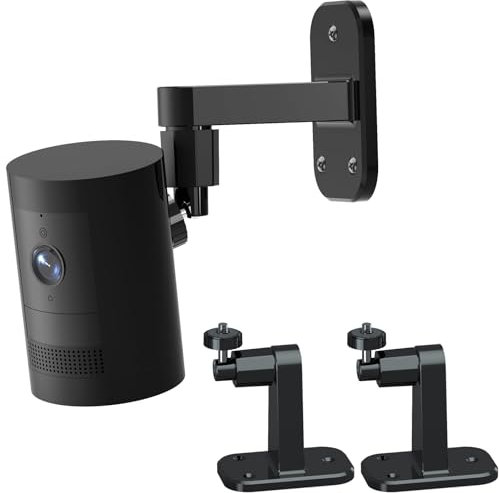 2Pack Security Camera Wall Mount,Compatible with Ring Stick Up Cam Battery/Plug-in/Camera Pro Battery/Ring Indoor Cam(1st Gen),360 Degree Adjustable No Drill Mount for Ring Outdoor Indoor Camera,Black