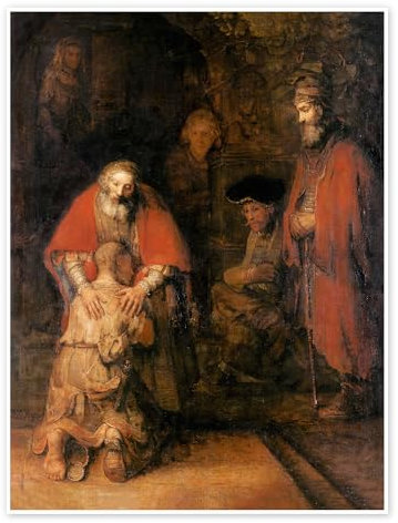 Posterlounge Die Rückkehr des verlorenen Sohnes Poster von Rembrandt van Rijn 50 x 70 cm Braun Wandbilder Wanddeko