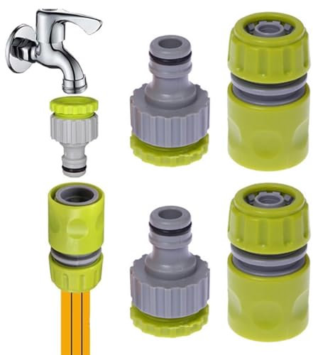 4 Stück Wasserhahn Anschluss Kit (2 Stück 1/2 Zoll 3/4 Zoll 2 In 1 Hahnverbinder, 2 Stück 1/2 Zoll Zwei Wege Kupplung, Gartenschlauch Verbindungen), Kunststoff Wasserhahnanschluss Schlauch Anschluss