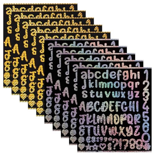 10 Bögen Namensaufkleber für Stanley Cup, Wasserfest Selbstklebend Buchstaben Aufkleber Personalisiert Vinyl Namensschilder Logoaufkleber für Stanley Tumbler Cups Zubehör (Gold, Silber)