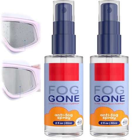 OunTechGlory 2PCS Anti-Fog Spray for Glasses, Swimming Goggles, Helmet Visor, and Car Windscreen - Lens Cleaner for Mist-Free Vision - Eyeglass Cleaner Kit