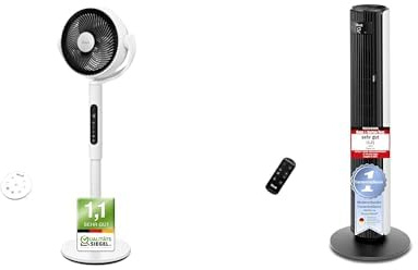 Levoit 20 dB Floor Fan, Quiet, 2465 m³/h Air Volume, 30 m Throwing Distance, 4 Modes Tower Fan 106 cm Larger Cooling Area, 4 Modes 12 Levels 12 Hours Timer, 23 W, 2-Step Installation