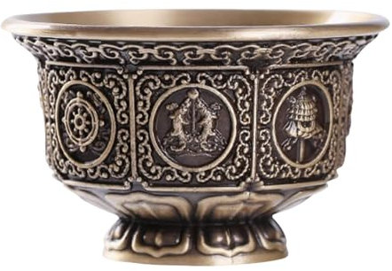 Ldbuejiaja Tradizionale tibetano Fortunatamente Otto Simboli Offrendo Coppa Rame Solido Ciotola Acqua Sacra Buddista Rifornimenti Rituali