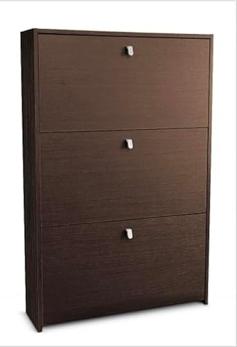 Generico Scarpiera Salvaspazio in Legno, Rovere Moro, 67 x 15 x 100 cm, 3 Ripiani
