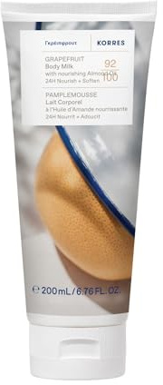 KORRES GRAPEFRUIT Bodymilk mit pflegendem Mandelöl, mit fruchigem, frischen Duft, für 24h Pflege+Geschmeidigkeit, vegan, silikon- und parabenfrei, 200 ml