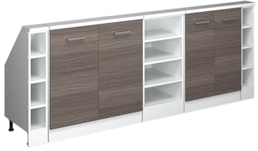 Vicco Küchenschrank für Dachschrägen R-Line, Edelgrau/Weiß, 215 cm 5er Set