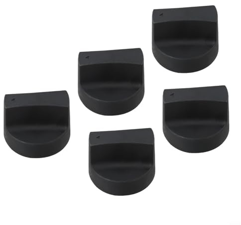 5-teiliges Gasherd-Einstellknopf-Set, 50 mm Durchmesser, 8 mm Einsatz, aus hitzebeständigem Kunststoff, Ersatz für verbesserte Kochpräzision, geeignet für Küche oder Garten, Grill (schwarz)