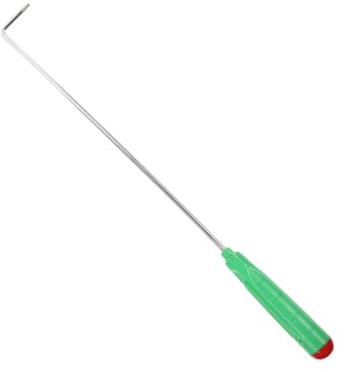 GARVALON Tisonnier en Métal pour Cheminée 33 Cm Poignée Verte Antidérapante, Tisonnier Réutilisable et Portatif pour Barbecue, Camping et Foyer Extérieur