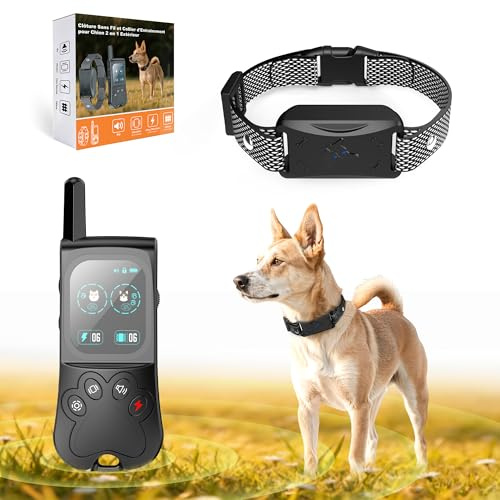 Ecoluminor Collier Anti Fugue Chien, Collier de Dressage pour IPX7 Résistant à L’Eau, 4 Modes de Dressage (Lumière, Bip, Vibration, Choc) avec Verrouillage de Sécurité, pour 1 Chien(Black)