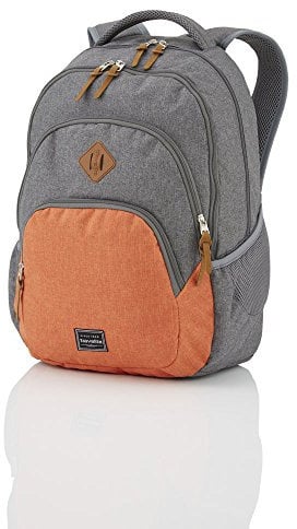 Travelite Handtasche mit Laptopfach, Grau/Orange., 22 litres (ordinateur portable 15.6 pouces), Basics Melange