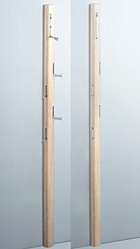 Garderobe Sissi 2, anthrazit Hochglanz, Haken Metall verchromt, 8x185x4 cm, Wandgarderobe, Wandpaneele