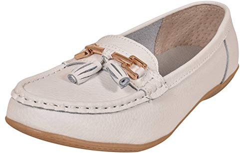 Ladies Jo & Joe LR Nautical Loafer Flatform Shoes White UK 3