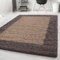 Carpetsale24 Hochflor Teppich Shaggy mit Bordüre 120x170 cm Taupe, 2-farbig, flauschig & weich, modernes Design, rechteckig, ideal für Wohnzimmer oder Schlafzimmer