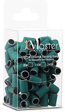 Nail Sanding Bands 240 Grit, JCMaster 100pcs Sanding Bands for Nail Drill Bit, Durable Sanding Band 3/32 Universal Size, Professional Manicure and Pedicure Nail Tools for Polishing Sanding (150 Grit)