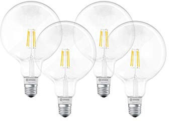 LEDVANCE Smarte LED-Lampe mit Bluetooth Mesh Technologie, Filament Globe, Sockel E27, Dimmbar, Warmweiß (2700K), ersetzt Glühlampen mit 50W, steuerbar mit Alexa, Google und Apple, BT GLOBE, 4er-Pack