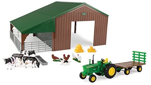 JOHN DEERE Bauernhof-Bauset Traktor, Bauernhof-Spielzeug für Kinder Traktor-Spielzeug zum Sammeln, Traktor-Spielzeug kompatibel mit Bauernhoftieren