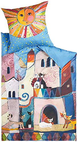 Rosina Wachtmeister Bettwäsche Little Town Col. 321 Blau 155 x 220 cm + 80 x 80 cm