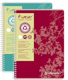 Clairefontaine 17418C Forever Spiralheft (DIN A4, 21 x 29,7 cm, liniert, 90 Blatt, ideal für die Schule) 1 Stück farbig sortiert