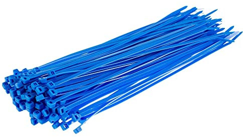GTSE Blue Cable Ties, 300mm x 3.6mm, Pack of 100, 12” Premium Nylon Zip Ties, Multi-Purpose Plastic Tie Wraps, Secure Self-Locking Mechanism, for Home, Garden, Office and DIY