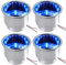 EPHIIONIY 4PCS Stainless Steel 12V 8 LED Blue Light Insert Cup Drink Holder for Marine Boat Car Truck Camper RV with Drain